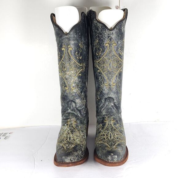 CORRAL Circle G Women’s US6,5M Gray Leather Crackle Distressed Western Boots - Picture 3 of 16